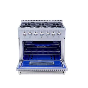 Hyxion 36 Inci Gas Range 6 Burner Kompor Dukungan Oven Roti untuk Rumah