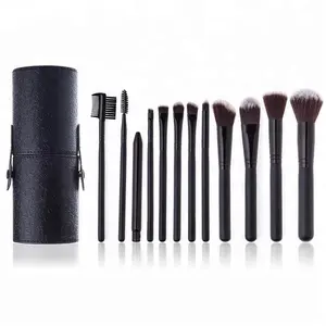 OEM Handmade China Made 12pcs Custom Makeup Brush Kit With PU Leather Barrel