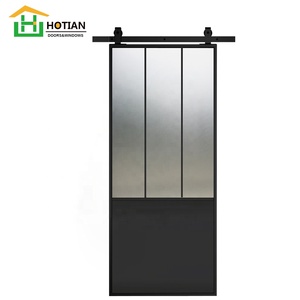 Miroir noir portes de <span class=keywords><strong>grange</strong></span> cadre en verre trempé <span class=keywords><strong>porte</strong></span> de <span class=keywords><strong>grange</strong></span> <span class=keywords><strong>coulissante</strong></span> avec quincaillerie en gros - Product Image 1