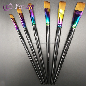 6 шт./компл. набор кистей для рисования акварелью акриловой нейлоновой щетиной радужными зажимами с бесплатными образцами кистей - Product Image 2