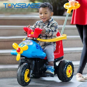 Top Koop Hand Push Vliegtuig Drie Rondes Baby Elektrische Auto Speelgoed