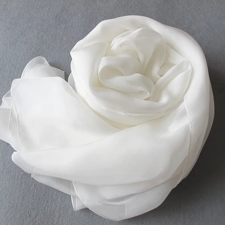 Plain Blank Silk Chiffon Schals Weiße reine Seiden schals zum Färben