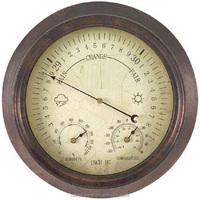 Baromètre de jardin mécanique avec horloge et hygromètre, 10-8 pouces, Style rustique, sans customisation, pour l'extérieur, anérotique, avec Station météo