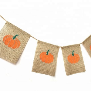 Cosecha calabaza Burlap Banner Garland Bunting divertido banderines para Halloween Thanksgiving día fiesta niños Decoración - Product Image 4
