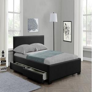 4 Drawer <strong>Storage</strong> <strong>Black</strong> Leather <strong>Bed</strong> - Product Image 1