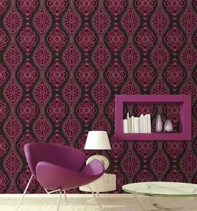 Eropa Luxury Bukan Tenunan Hotel Bunga Merah Ungu Hotel Wallpaper Desain