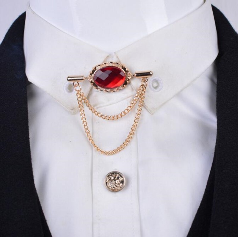 Men's Angel Shape Lapel Pin Brooch With Red Crystals - Gift Box Included