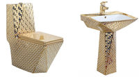 Ensemble lavabo et toilette en céramique en forme de diamant pour salle de bain