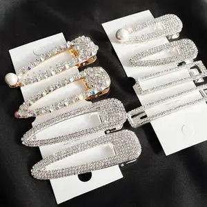 AHC19615 Mới Nhất Thời Trang Sáng Bóng Sang Trọng Bling Hiar Clip Pha Lê Kim Cương Rhinestone Ngọc Trai Tóc Pin Phụ Kiện Cho Phụ Nữ Cô Gái