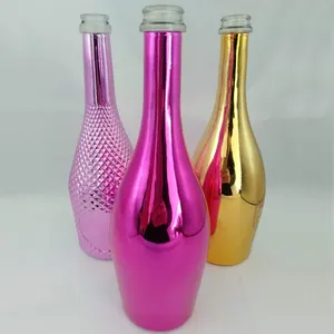 Vendita all'ingrosso rosa vodka-Di vendita caldo 750 ml placca rosa rosso argento oro bottiglia di vino di vetro