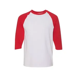 中国メーカー赤いミドルスリーブ野球Tシャツ男性服印刷用