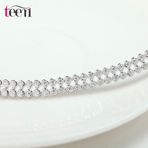 Teemi al por mayor 2015 de calidad superior de lujo 2 Filas redondos blancos cúbicos joyería de <span class=keywords><strong>la</strong></span> boda de los brazaletes de ten - Product Image 3
