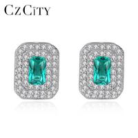 Xmxczcity — boucles d'oreilles de mariée en argent Sterling 925, bijoux simples, perles de mariage, pierres précieuses carrées vertes