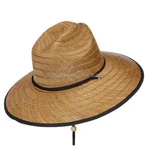 Color personalizado y material de hierba de estera sombrero salvavidas sombrero de paja de surf marrón