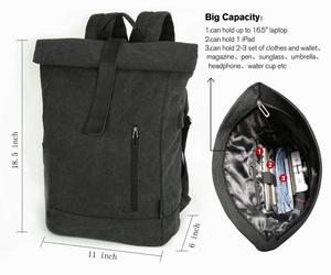 Alta calidad mochila superior rollo de lona Fit 16,5 "Laptop Unisex grande de lona mochila con puerto de cargador USB - Product Image 4