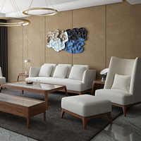 Wohnzimmer-Sofa Holz-Ecksofa-Set Möbeldesigns Stoff Skandinavisch Modern 3-Sitzer Massivholz-Sofa mit Liegefunktion