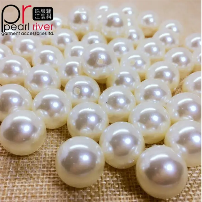 8 millimetri naturale bianco di figura rotonda ABS perle sciolti con fori