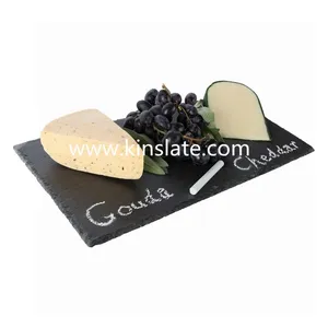 Handmade popular black stone slate plate for sale set of 6 pieces