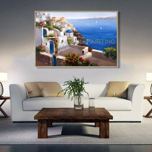 <span class=keywords><strong>Pintura</strong></span> al Óleo de Alta Calidad Pintada a Mano de Paisaje Marino Griego del Mar Egeo, Moderna <span class=keywords><strong>Pintura</strong></span> de Paisaje Marino de Santorini para Decoración de Habitaciones, Base de Lienzo - Product Image 2