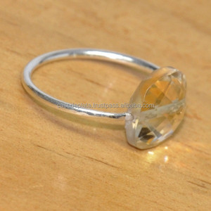 Lemon Quartz pierre naturelle Coussin Cut Gemstone jewelry , 925 Sterling Silver Gemstone ring Classic Fashionable Ring For Unisex. - Product Image 2