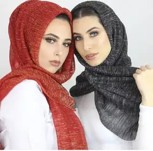 Toptan moda müslüman hicap eşarp glitter kadınlar gümüş altın glitter şal parlak pırıltılı polyester hicap eşarp