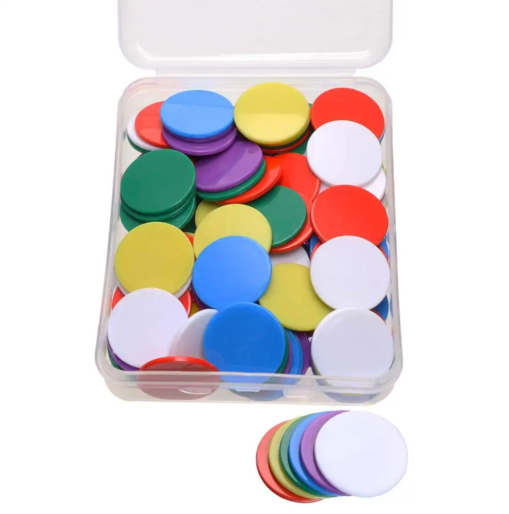 Ensemble de jetons de Poker en plastique, 5 pièces, jeu de marqueurs, pour pratique des maths et jeu de jetons, avec boîte de rangement