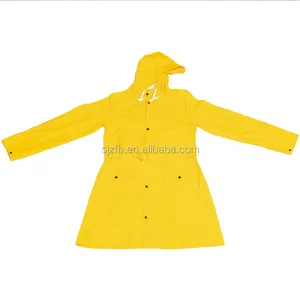 Fashion women's waterproof PU long raincoat