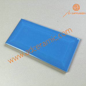Carrelage mural de cuisine classique antidérapant en céramique brillante biseautée bleu ciel 100x200 mm, isolation thermique, brique réfractaire, murs intérieurs, sols - Product Image 5