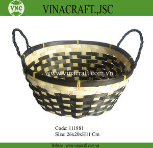 Cesta de almacenamiento tejida de bambú hecha a mano de Vietnam con patrón decorativo para cocina o uso de recuerdo Producto de artesanía de Bambú - Product Image 6