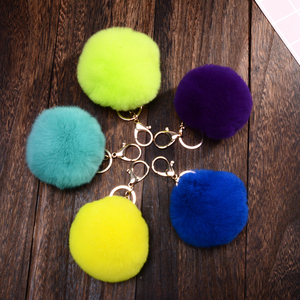 Yongze felpa Faux conejo piel POM bola adorna <span class=keywords><strong>el</strong></span> monedero elegante llavero accesorio de moda con llavero - Product Image 3