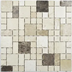 Crema Marfil con Emperador mattonelle di mosaico di marmo chiaro e scuro