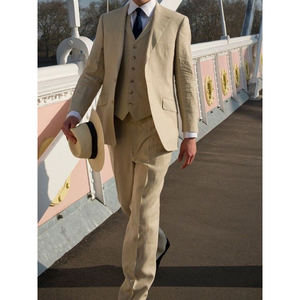 Completo Tre Pezzi da <span class=keywords><strong>Uomo</strong></span> <span class=keywords><strong>Beige</strong></span> Retrò, Vestito Tre Pezzi per Feste e Affari per Tutte le Stagioni ZYL074 - Product Image 1