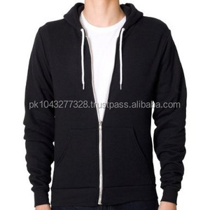 Sweats à capuche et sweatshirts d'hiver à fermeture éclair pour hommes en polyester teint uni/coton - Product Image 5