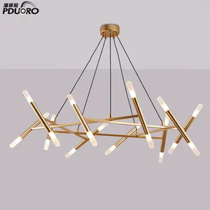 Hotsale alta tectos moderno levou cristal lâmpada pingente de ouro ou lasca de vidro francês lustre para o quarto