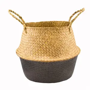 Panier tissé de style de vacances chinois, panier de ventre pour plantes d'intérieur, de style ethnique