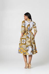 Wax Printed Midi Dress Ladies Clothes Summer <strong>New</strong> Design African <strong>Kitenge</strong> <strong>Fashion</strong> 100% Cotton Women Dresses ODM OEM Service - Product Image 5