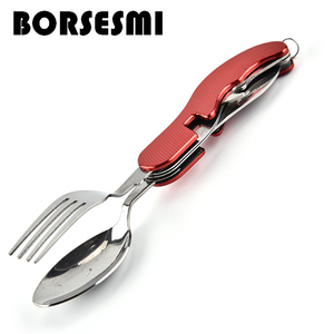 OEM Trung Quốc Dã Ngoại dao kéo dao đặt thép không gỉ thiết lập dao kéo cắm trại Bộ đồ ăn bằng thép không gỉ gấp muỗng nĩa dao - Product Image 3