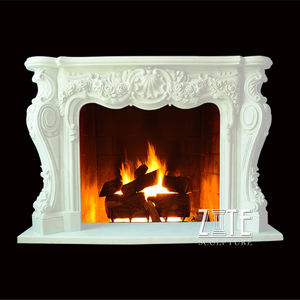 Natural Hand Carved Indoor <strong>Marble</strong> Wood Burning Fireplace <strong>Hearth</strong> <strong>Slabs</strong> Surround - Product Image 3