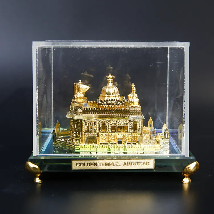 Cristal plaqué or 24K, modèle de construction, château doré, cadeau souvenir amita
