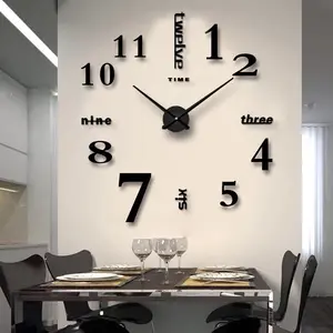 Moda creativas 3D Diy Reloj de pared de acrílico decorativo de la pared reloj