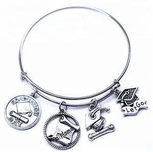 Pulseira de prata antiga b1102392, bracelete de prata com elementos de graduação, pingente com pingente