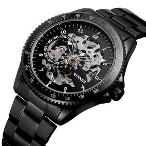 Montre automatique avec squelette en acier inoxydable pour hommes, vente en gros, s-winner, prix bas, automatique, noir et or - Product Image 4
