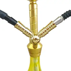 T020HA Shisha Accessoires Goud Kleur Waterpijp Pijp Slang Adapter 1 Tot 2 Splitter Slang