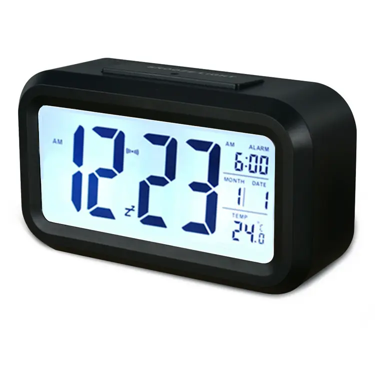 Jam Alarm Kalender Digital LCD, Lampu Pintar Kreatif Desktop LCD dengan Temperatur