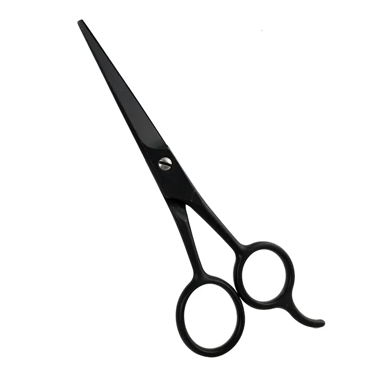 Tesoura de corte de cabelo profissional de aço inoxidável para barbas e bigodes pretos, atacado de fábrica, 5 polegadas, afiada e precisa