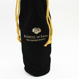 Sac cadeau en velours avec cordon de serrage personnalisé, recyclable, pour bouteille de vin, de liqueur et d'emballage de champagne avec logo imprimé à l'écran - Product Image 2