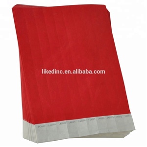 Bracelets en papier Tyvek rouges jetables personnalisés 1070 pour cadeaux de mariage et événements - Product Image 4