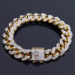 Pulsera de Oro con Circonitas Cúbicas Estilo Hip Hop 2019, Pulsera de Eslabones Cubanos de Miami de 18-20 cm de Largo para Hombre, Joyería Hip Hop, Regalos - Product Image 4