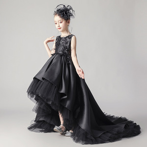 Capretti di disegno di modo del <span class=keywords><strong>Vestito</strong></span> Da partito <span class=keywords><strong>Nero</strong></span> di Bellezza di alta-bassa pesante del merletto della <span class=keywords><strong>principessa</strong></span> del <span class=keywords><strong>vestito</strong></span> da partito - Product Image 3