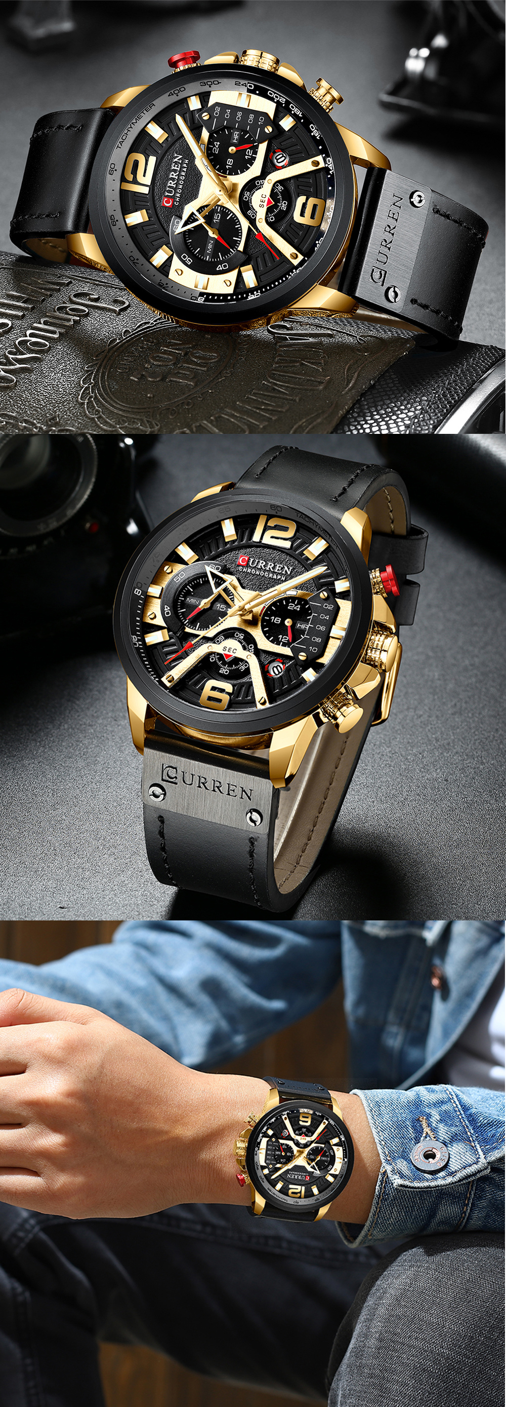 CURREN 8329 Casual Sport Watches for Men Blue Luxury Leather Wrist Watch Man Clock Fashion Chronograph Wristwatch